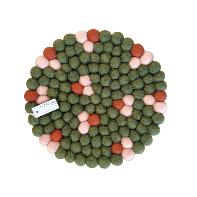 Felt Ball Pot Stand - Moss Blossom | SHEEP-ish