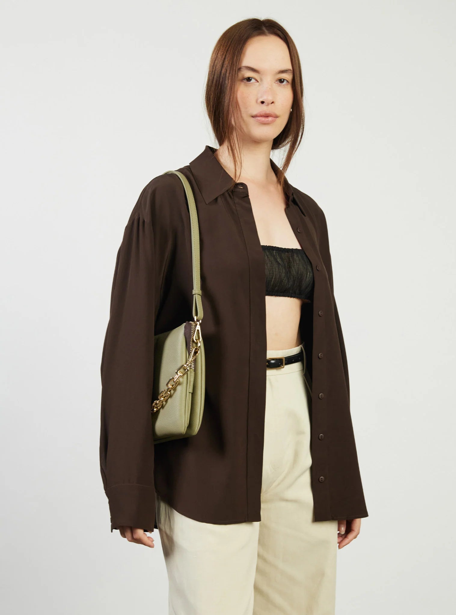 Matilda Crossbody Eucalyptus + Chunky Chain | Saben