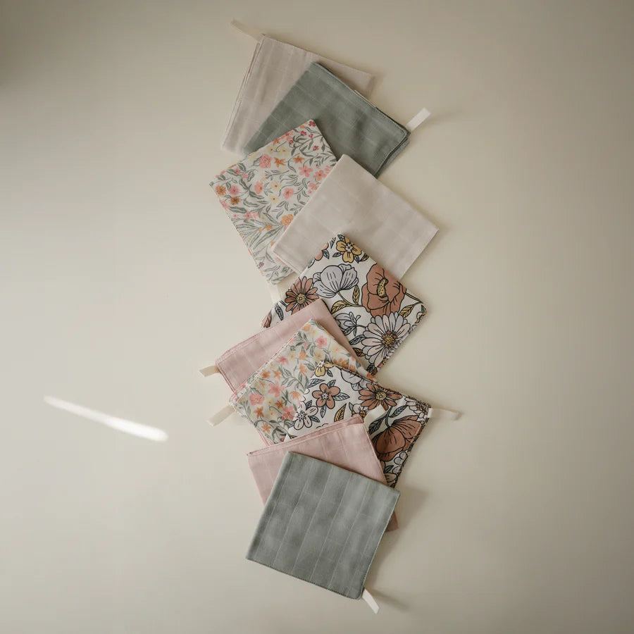 Muslin Cotton Washcloth 5-Pack - Rainbow Combo | Mushie