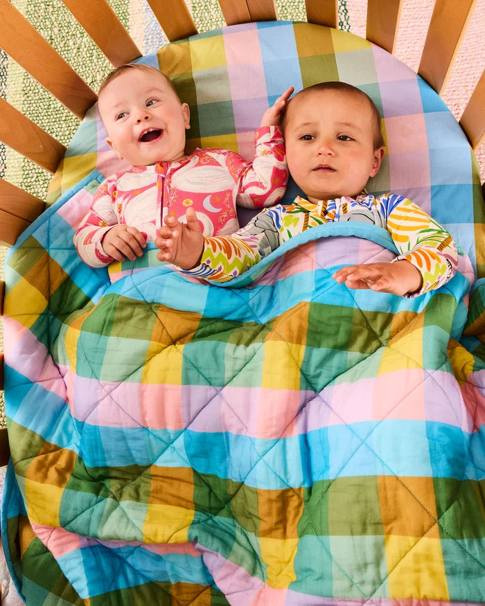Sorbet Tartan Organic Cotton Baby Fitted Sheet - Cot | Kip & Co