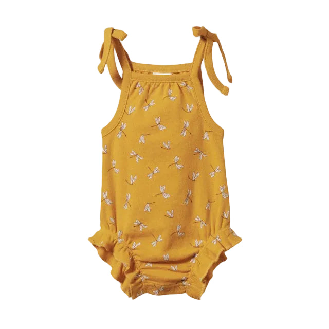 Ruffle Suit - Dragonfly Honey Print | Nature Baby