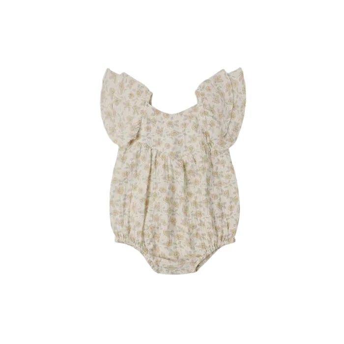 Roxy Romper - Yellow Floral - Ivory | Rylee + Cru