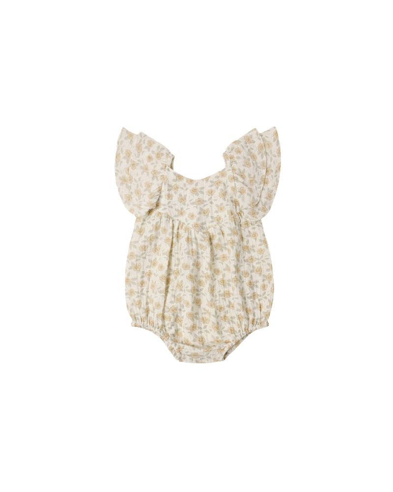 Roxy Romper - Yellow Floral - Ivory | Rylee + Cru