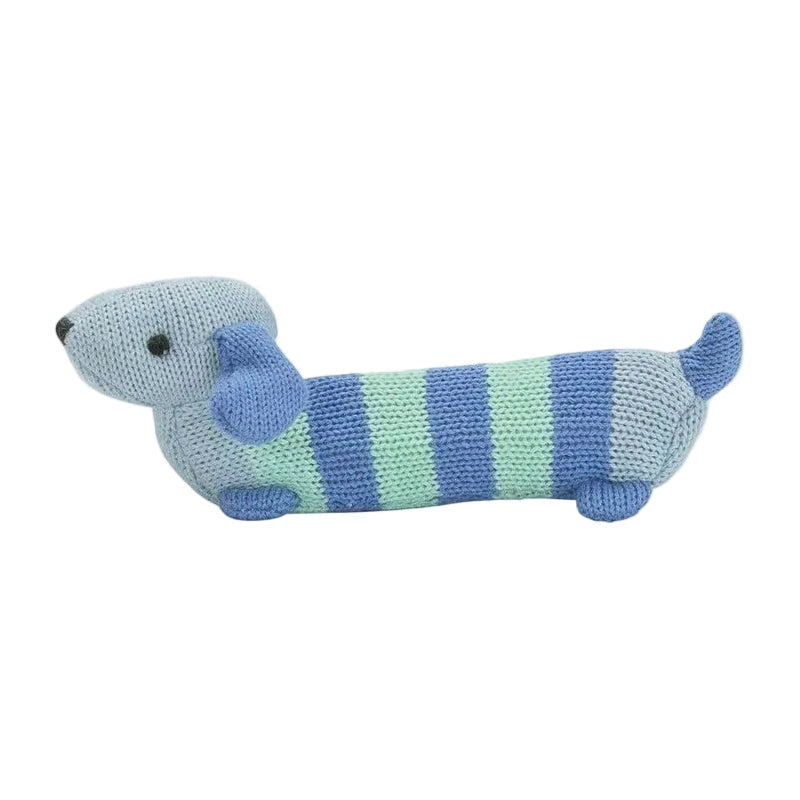 Hand Rattle Knit - Dachshund Blue | Annabel Trends