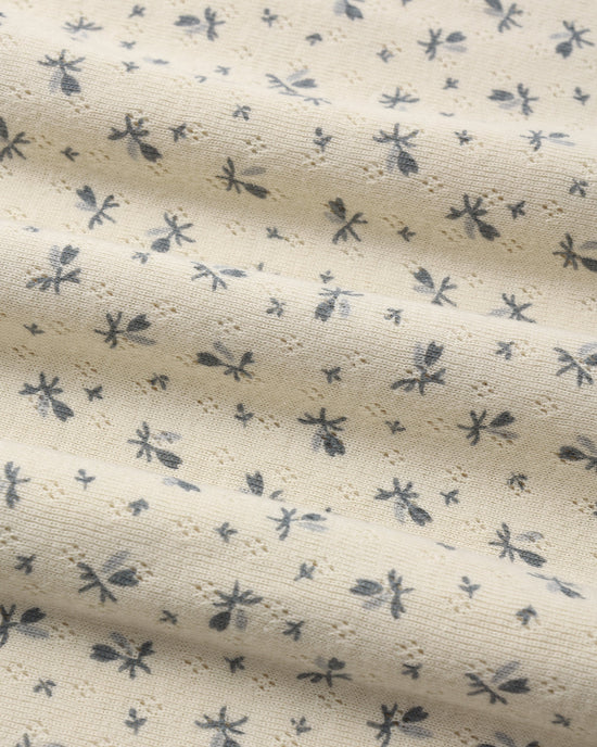 Pointelle Baby Blanket Blue Ditsy - Natural | Quincy Mae