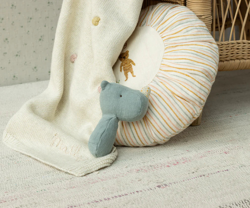 Lullaby Friends Rhino Rattle - Dusty Blue | Maileg