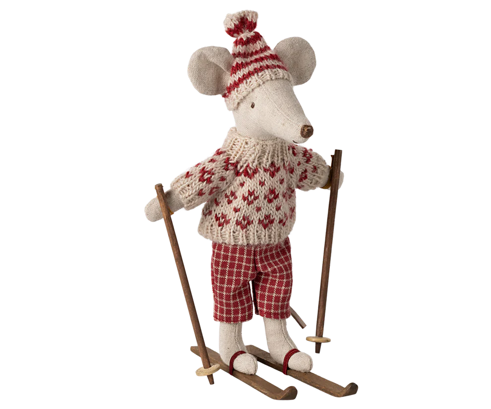 Maileg Winter Mouse with Skis Mum | Maileg