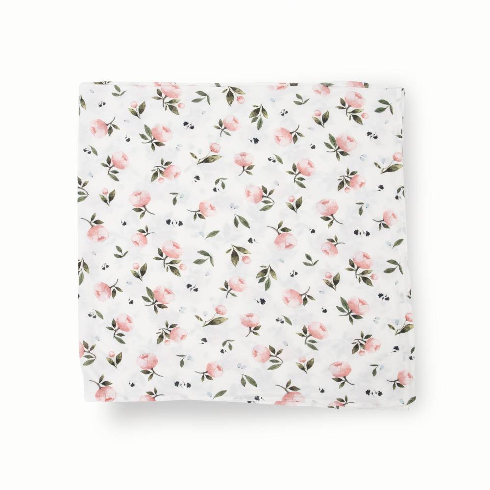 Stretch Knit Single Swaddle - Watercolour Rose | Little Unicorn
