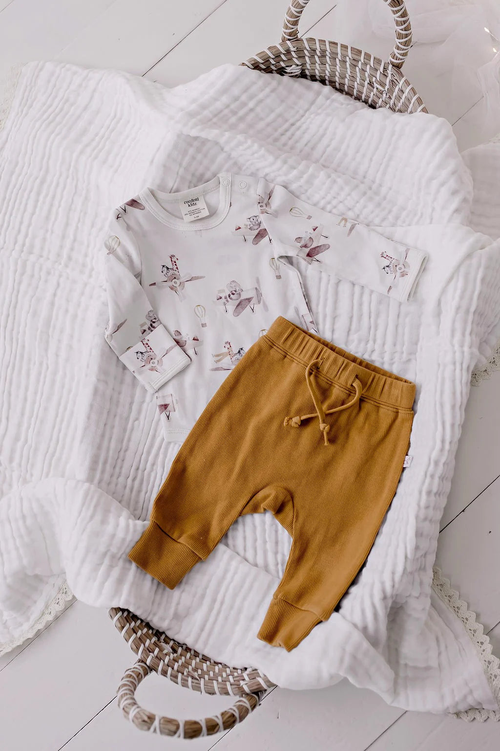 Ribbed Slouch Pants || Mustard | Confetti Kidz