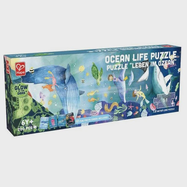 200pc Ocean Life Puzzle Glowing 1.5m | Hape