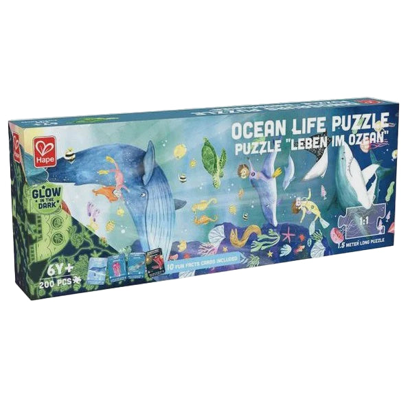 200pc Ocean Life Puzzle Glowing 1.5m | Hape