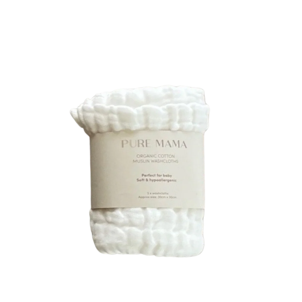 Cotton Muslin Washcloth Set - 3 Pk | Pure Mama