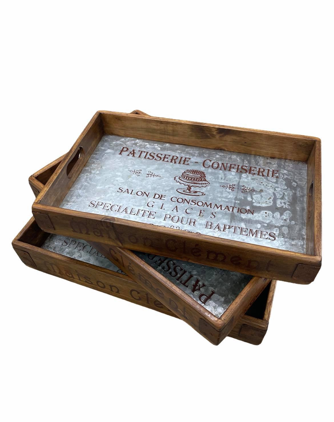 Zinc Lined Trays with Steel Corners | Blue Goose Imports