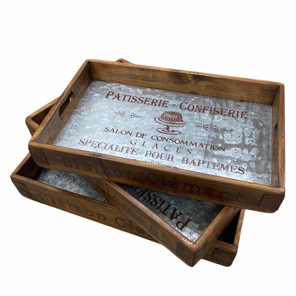 Zinc Lined Trays with Steel Corners | Blue Goose Imports