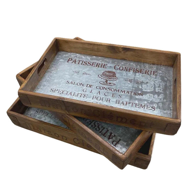 Zinc Lined Tray with Steel Corners | Blue Goose Imports