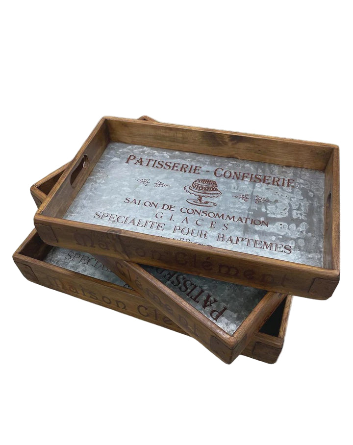 Zinc Lined Tray with Steel Corners | Blue Goose Imports