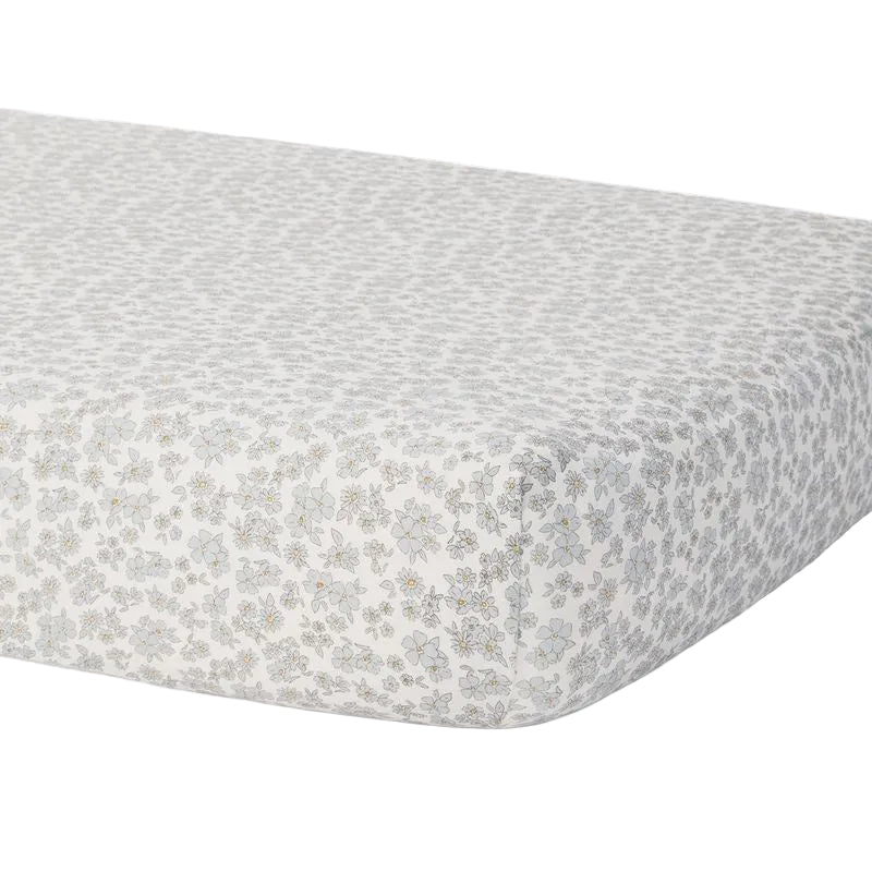 Bamboo Crib Sheet || Blue Floral | Quincy Mae