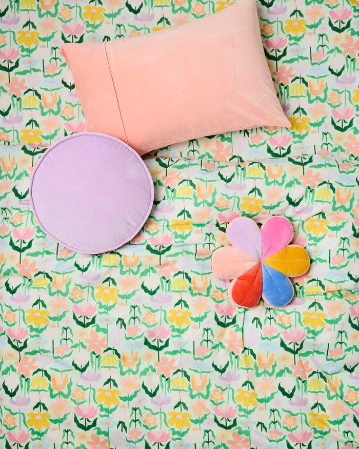 Sunny Field Velvet Petal Cushion | Kip & Co