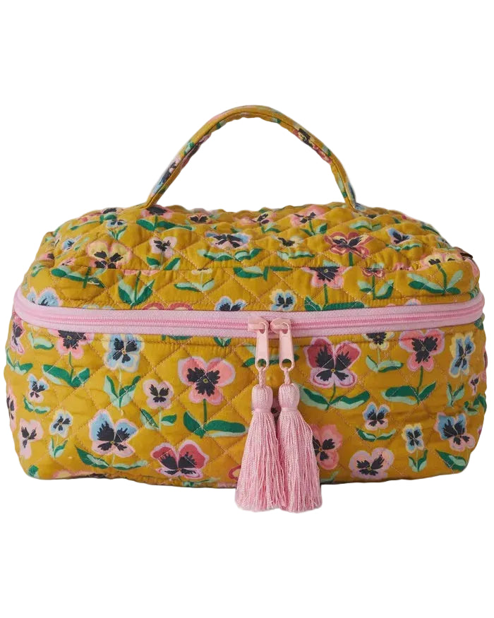 Quilted Cotton Toiletry Case - Pretty Pansy | Kip & Co