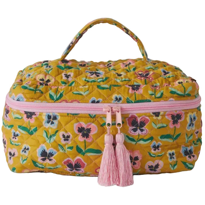 Quilted Cotton Toiletry Case - Pretty Pansy | Kip & Co