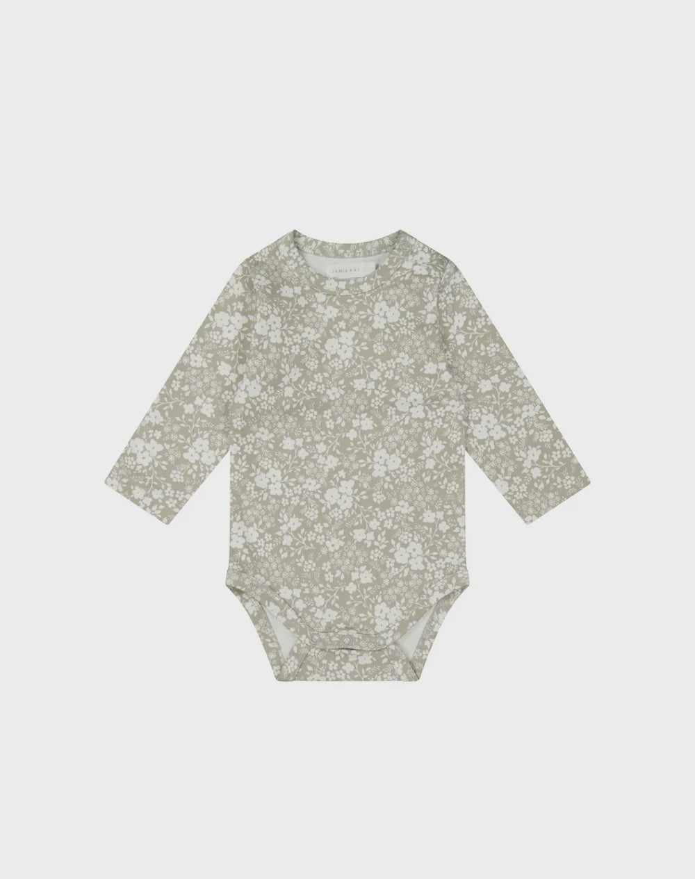 Organic Cotton Long Sleeve Bodysuit - Pansy Floral Mist | Jamie Kay