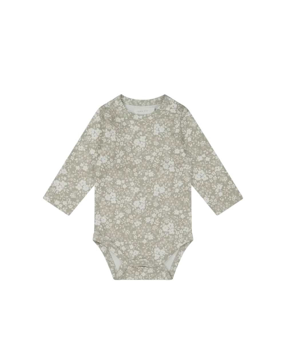 Organic Cotton Long Sleeve Bodysuit - Pansy Floral Mist | Jamie Kay
