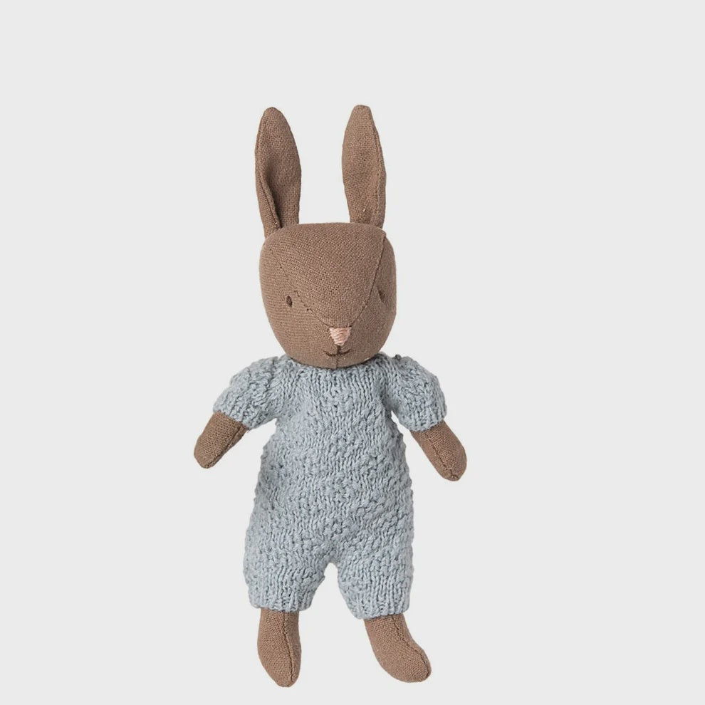 Rabbit Micro Brown Blue Knitted Suit | Maileg