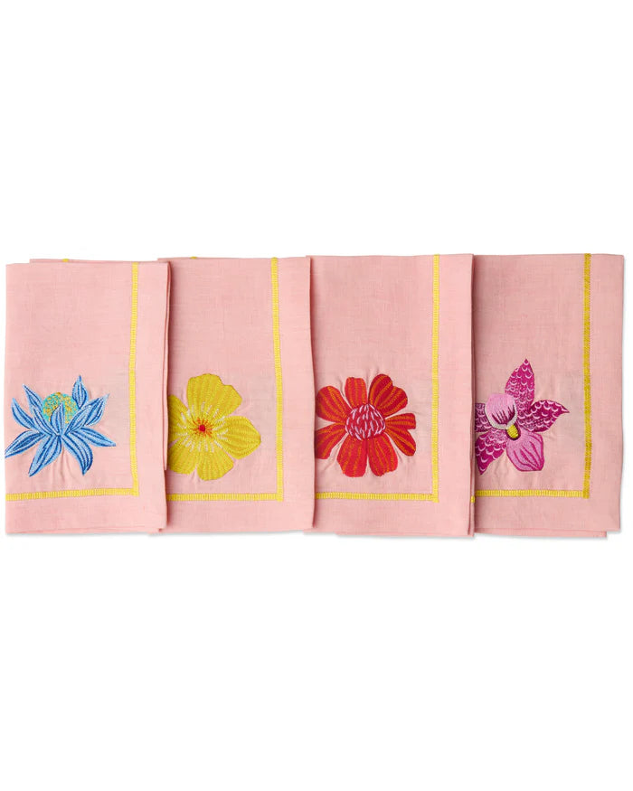 Wild Flower Embroidered 4P Napkin Set | Kip & Co