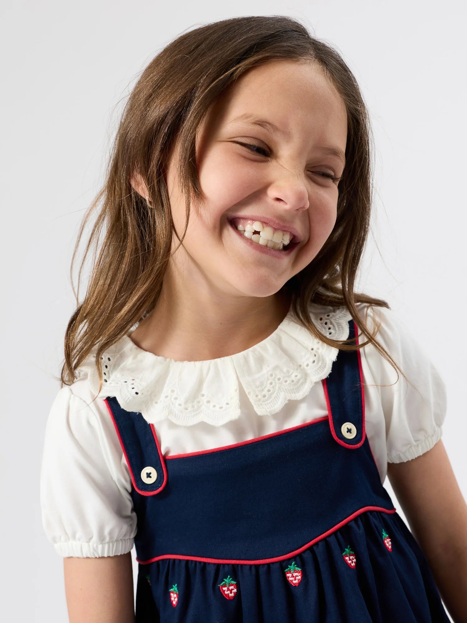 Mini Strawberry Embroidered Dress | Goldie + Ace