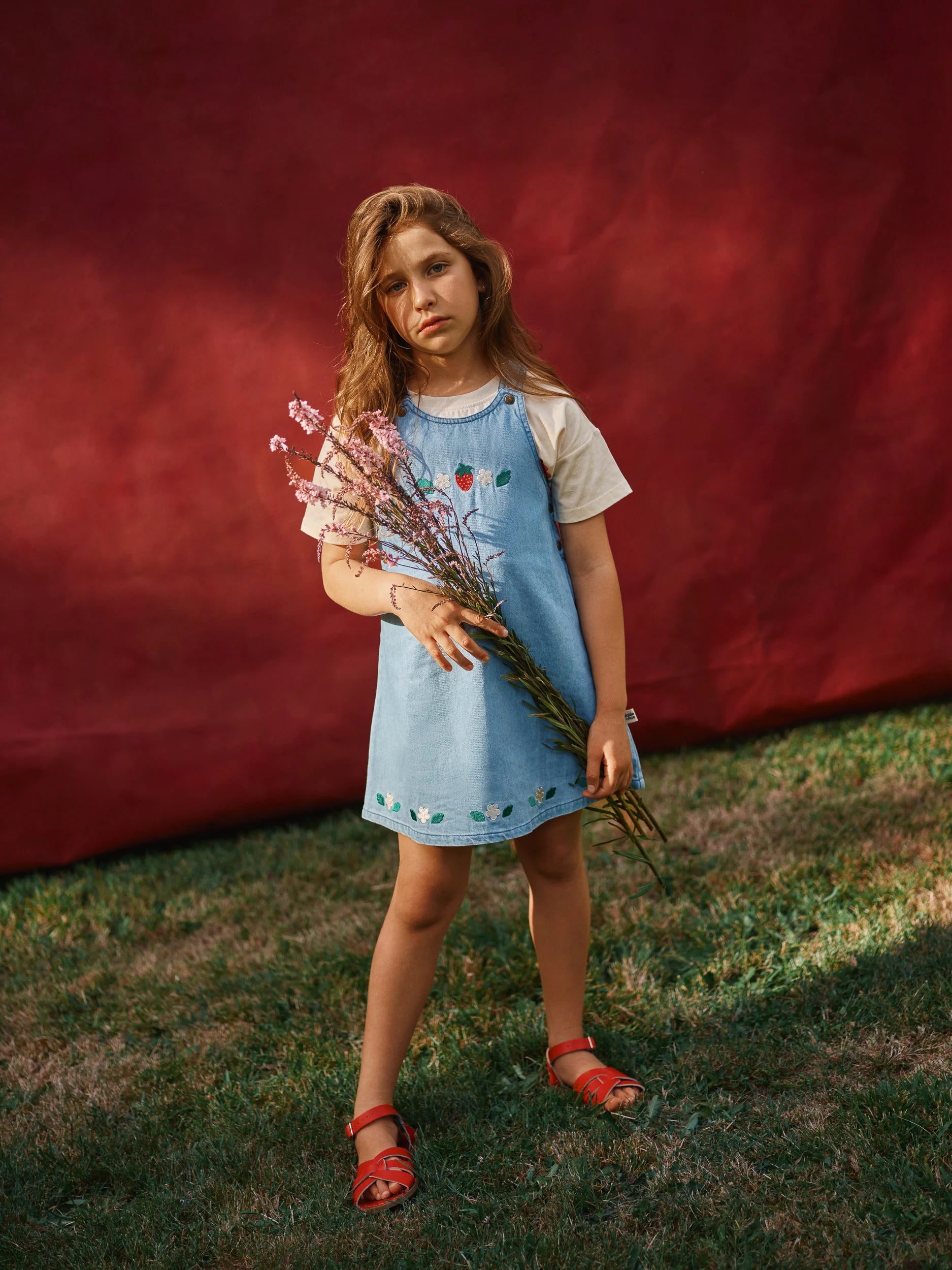 Wild Strawberry Pinafore Dress | Goldie + Ace