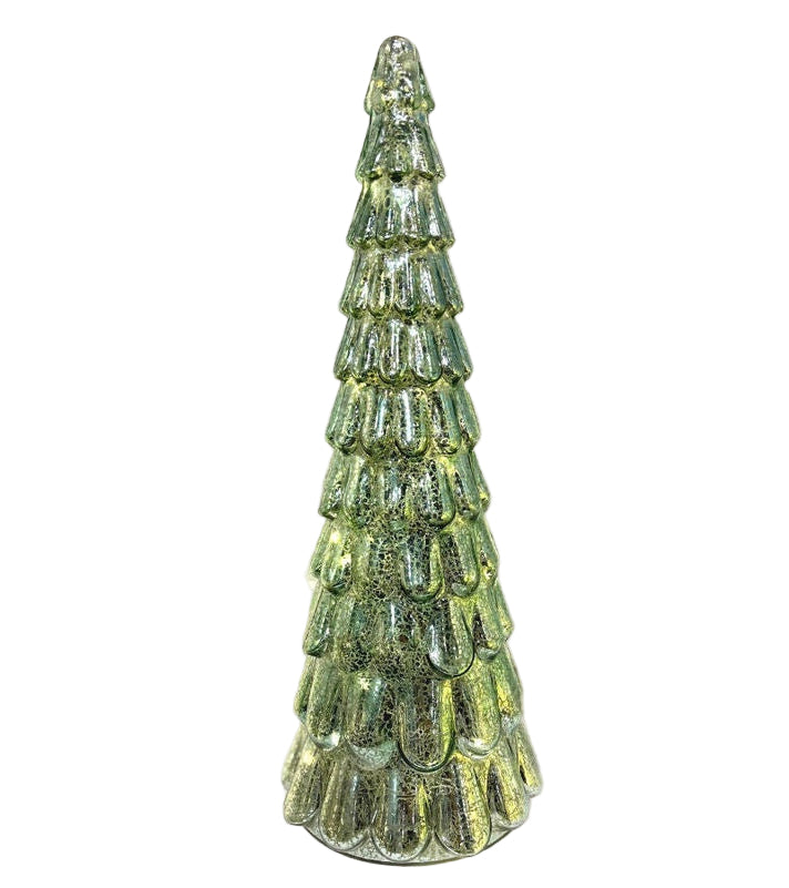 42cm Frost Drop Glass Tree in Light Green | Stellar Haus