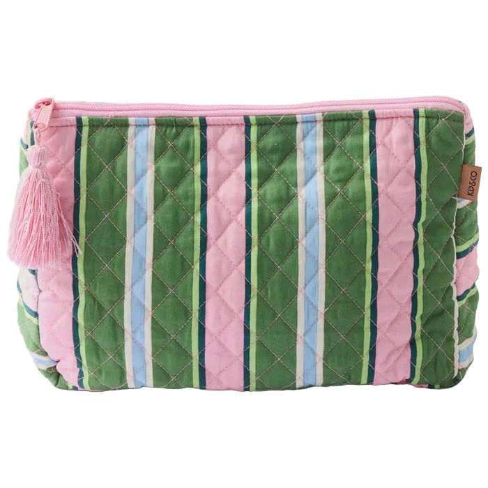 Cactus Stripe Quilted Cotton Toiletry Purse | Kip & Co