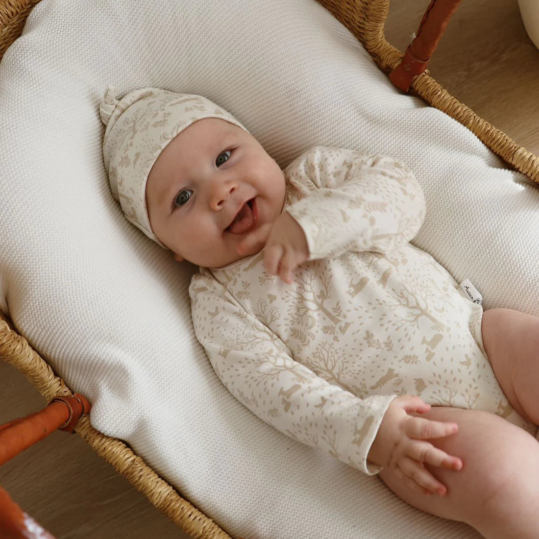 Woodland Ditsy LS Onesie || Natural | Aster & Oak