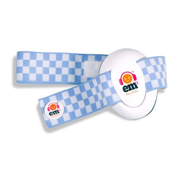 Baby Earmuffs - White/ Blue Checkered | Ems