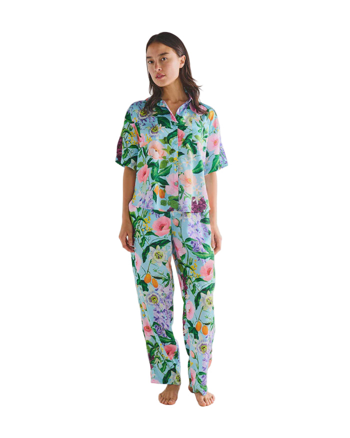 Spring In The Air Adult Eco Satin Short Sleeve Shirt & Pant Pyjama Set | Kip & Co