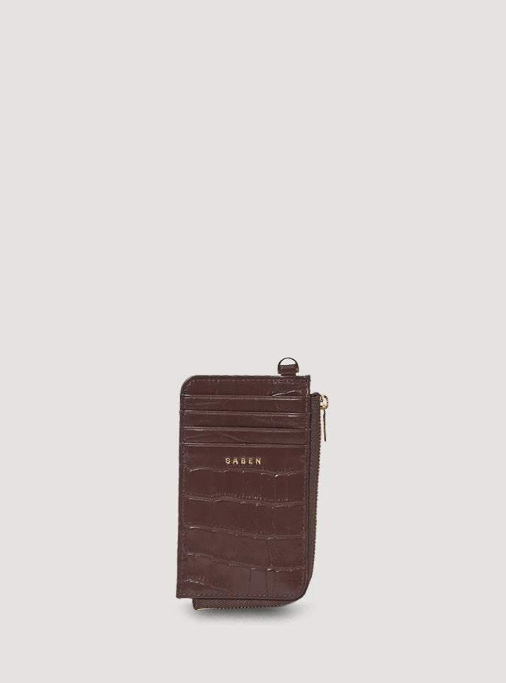 Winona Card Holder | Espresso Croc | Saben