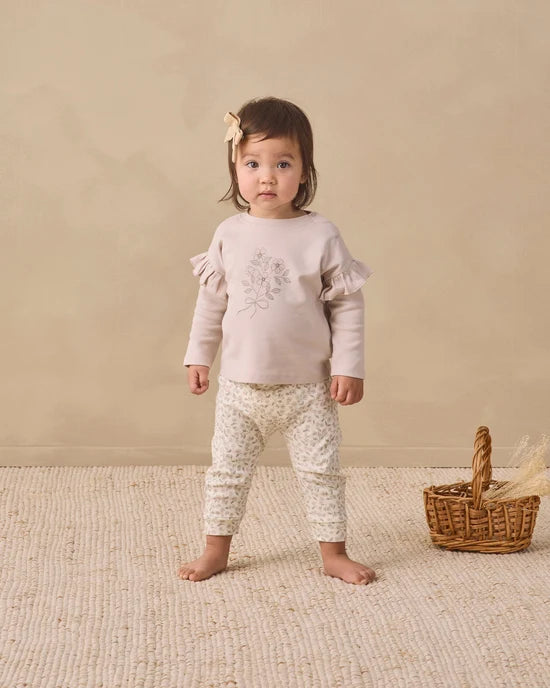 Drawstring Pant Floret - Ivory | Quincy Mae