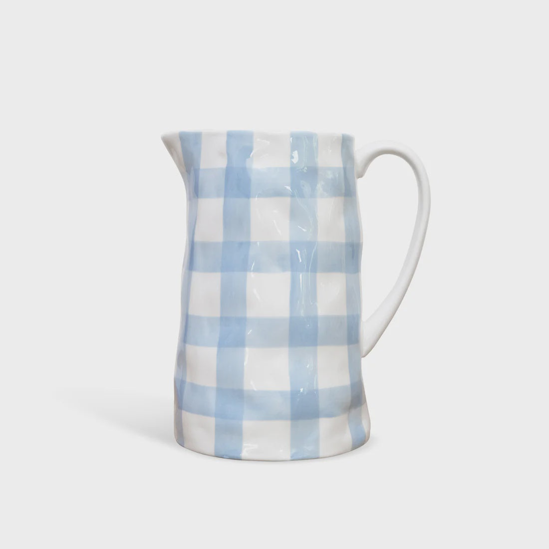 Ceramic Jug - Medium - Cornflower Blue Gingham | Noss & Co