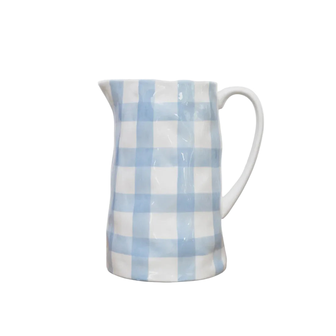 Ceramic Jug - Medium - Cornflower Blue Gingham | Noss & Co