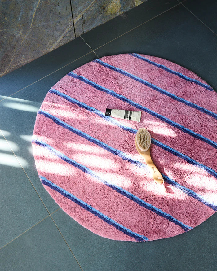 Blushing Stripe Round Bath Mat | Kip & Co