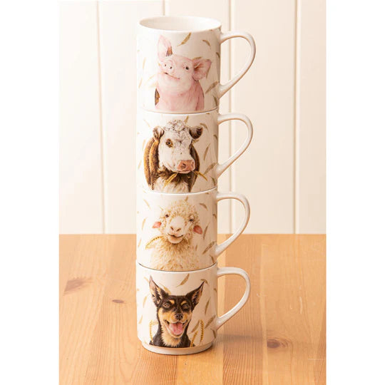 Farmyard Faces 2 Stackable 4pk Mug | Ashdene