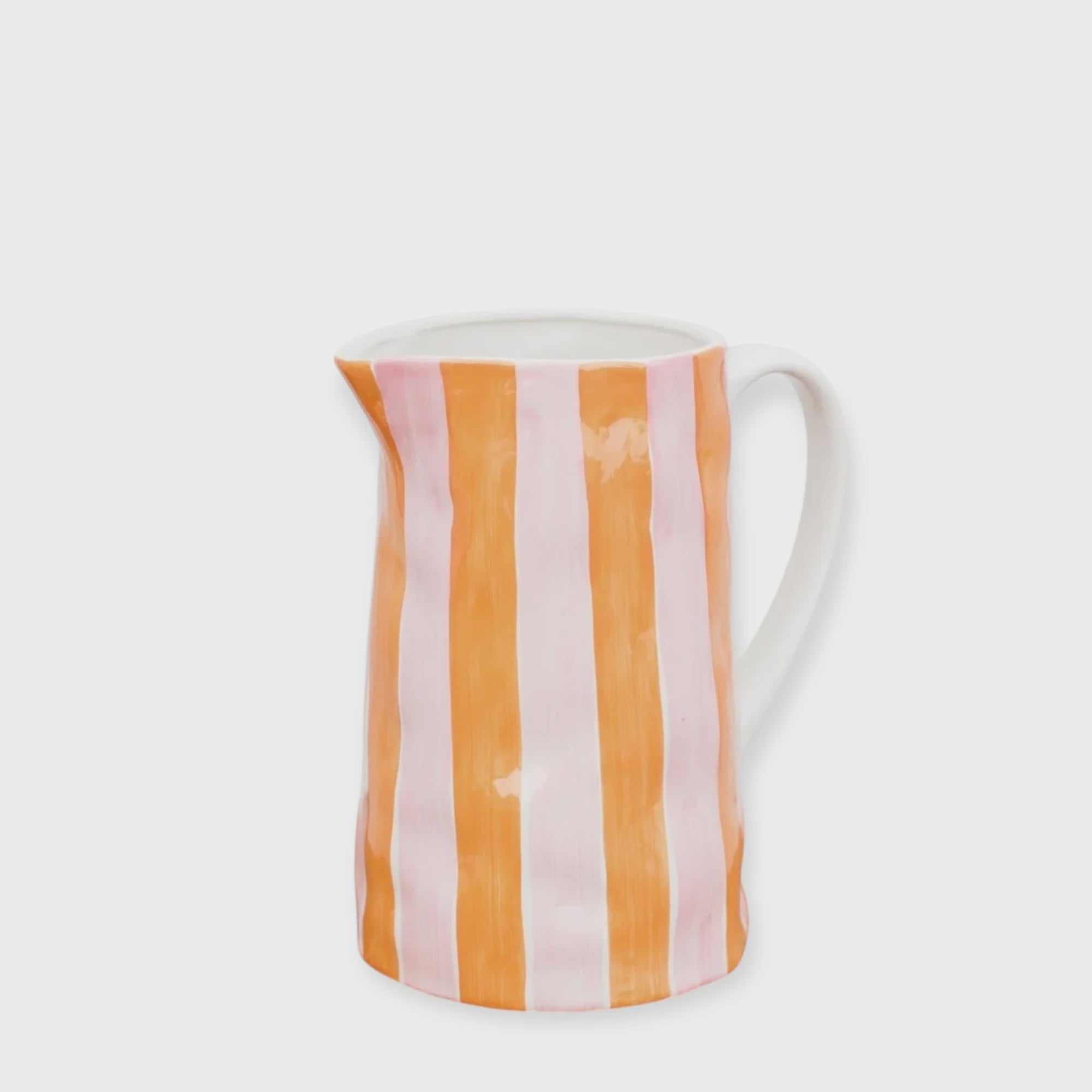 Ceramic Jug - Medium - Orange & Pink Stripe | Noss & Co