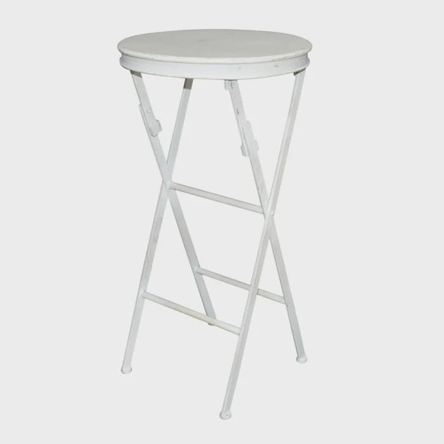 Folding Side Table Tall White | French Country
