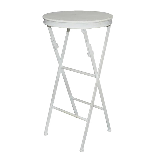 Folding Side Table Tall White | French Country