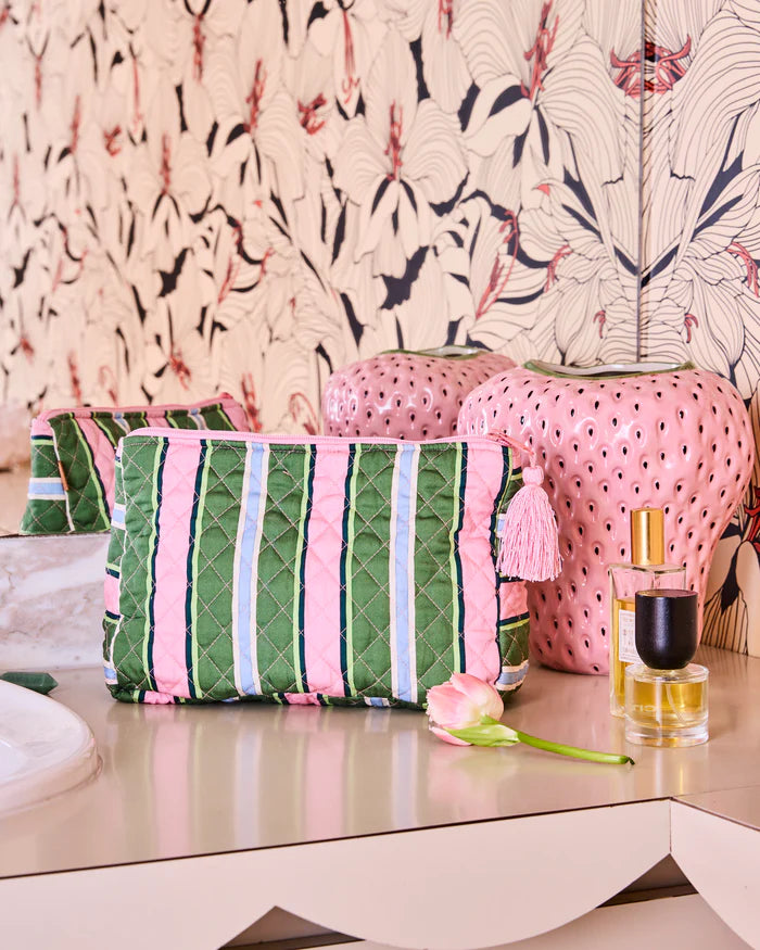 Cactus Stripe Quilted Cotton Toiletry Purse | Kip & Co