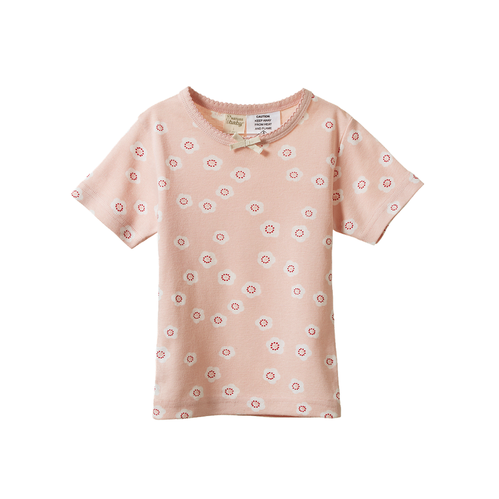 SHORTIE PYJAMA SET - Flora Stamp Rose Dust Print | Nature Baby