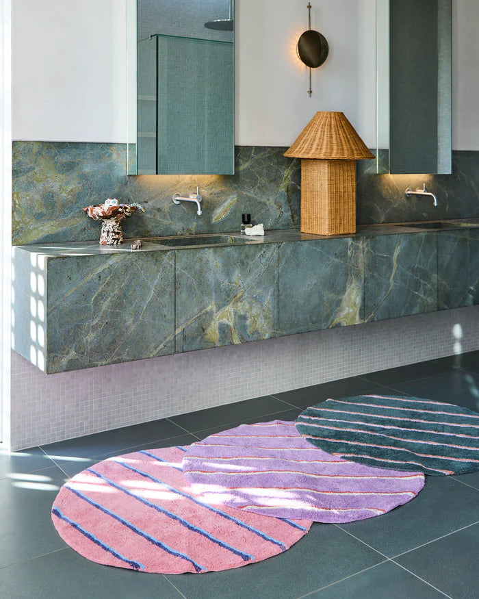 Lavender Field Stripe Round Bath Mat | Kip & Co