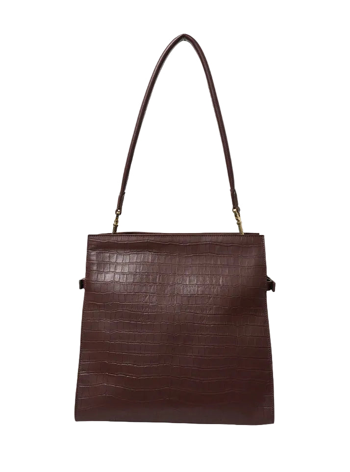 Beatrice Shoulder Bag - Espresso Croc | Saben