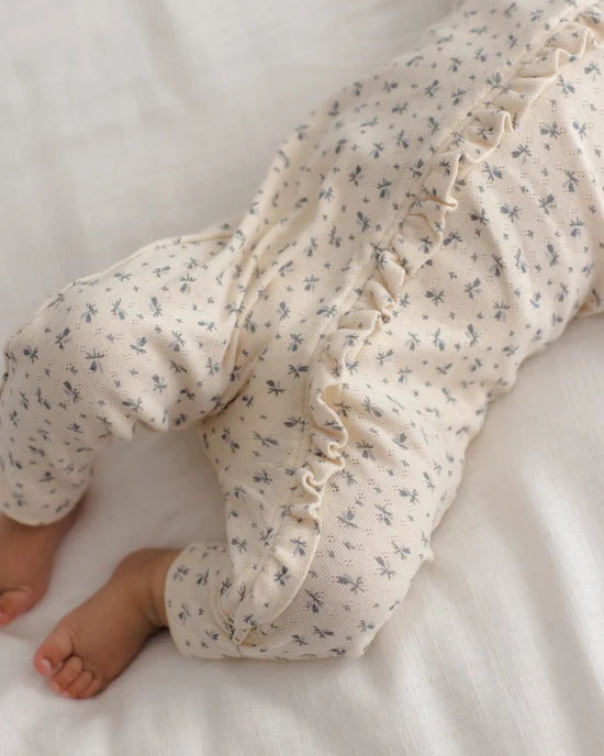 Ruffle Jumpsuit Blue Ditsy - Natural | Quincy Mae