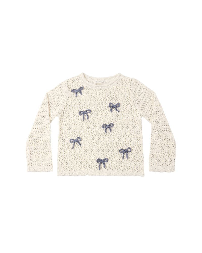 Crochet Knit Pullover - Bows - Natural | Rylee + Cru